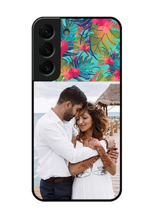 Galaxy S22 Plus 5G Photo Printing on Glass Case - Watercolor Floral Design
