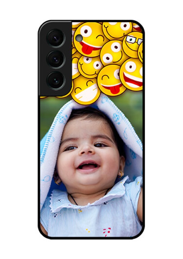 Galaxy S22 Plus 5G Custom Glass Mobile Case - with Smiley Emoji Design