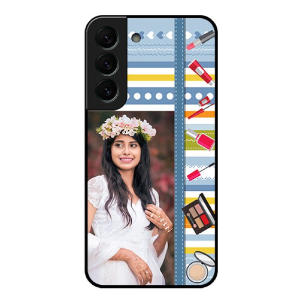 Galaxy S22 Plus 5G Personalized Glass Phone Case - Makeup Icons Design