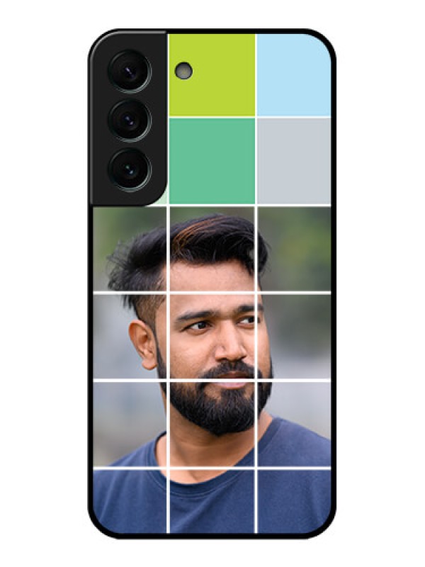 Custom Galaxy S22 Plus 5G Photo Printing on Glass Case - with white box pattern