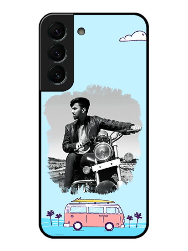 Custom Galaxy S22 Plus 5G Photo Printing on Glass Case - Travel & Adventure Design