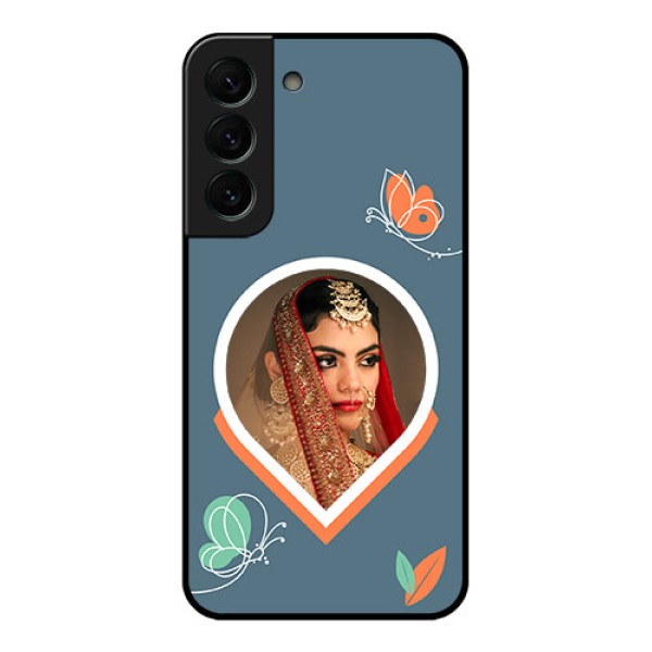 Galaxy S22 Plus 5G Custom Glass Mobile Case - Droplet Butterflies Design Galaxy S22 Plus 5G Custom Glass Mobile Case - Droplet Butterflies Design