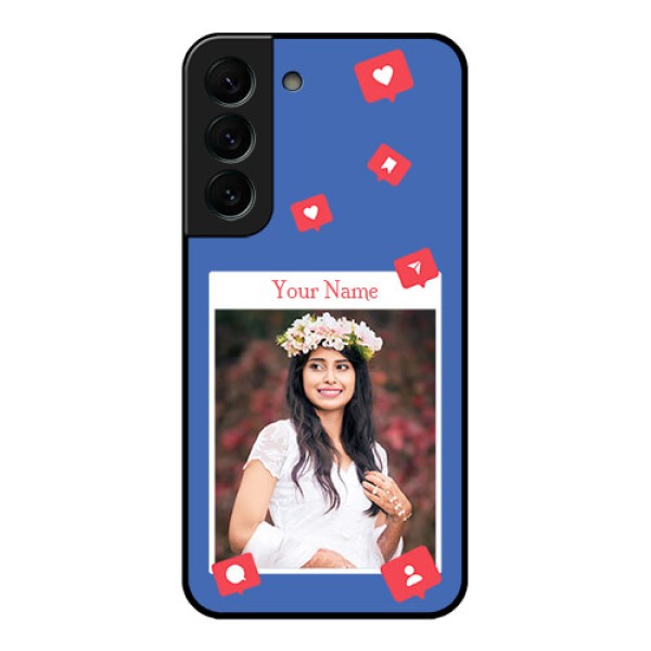 Galaxy S22 Plus 5G Custom Glass Phone Case - Like Share And Comment Design Galaxy S22 Plus 5G Custom Glass Phone Case - Like Share And Comment Design