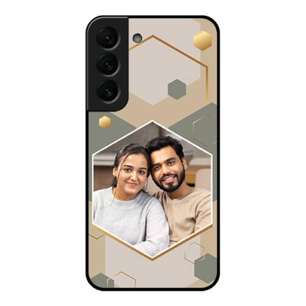 Galaxy S22 Plus 5G Photo Printing on Glass Case - Stylish Hexagon Pattern Design Galaxy S22 Plus 5G Photo Printing on Glass Case - Stylish Hexagon Pattern Design