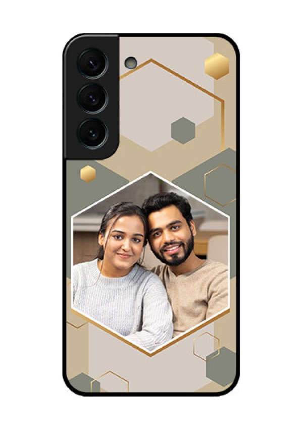 Galaxy S22 Plus 5G Photo Printing on Glass Case - Stylish Hexagon Pattern Design