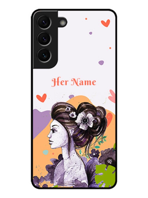 Custom Galaxy S22 Plus 5G Personalized Glass Phone Case - Woman And Nature Design