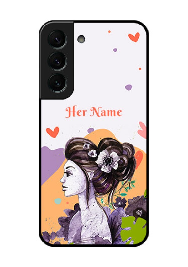 Galaxy S22 Plus 5G Personalized Glass Phone Case - Woman And Nature Design