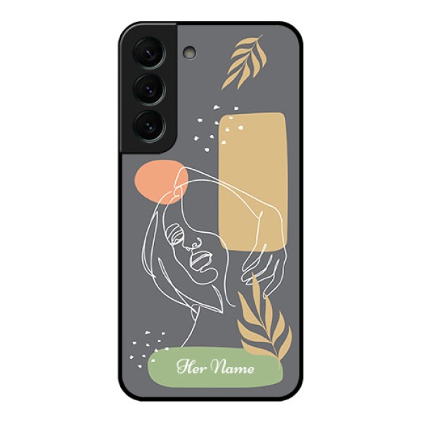 Galaxy S22 Plus 5G Custom Glass Phone Case - Gazing Woman line art Design Galaxy S22 Plus 5G Custom Glass Phone Case - Gazing Woman line art Design