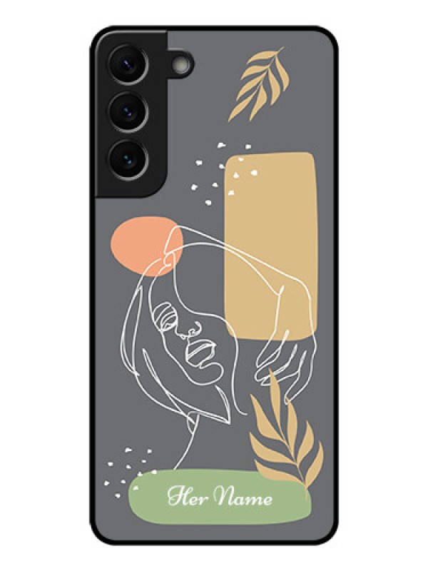 Custom Galaxy S22 Plus 5G Custom Glass Phone Case - Gazing Woman line art Design