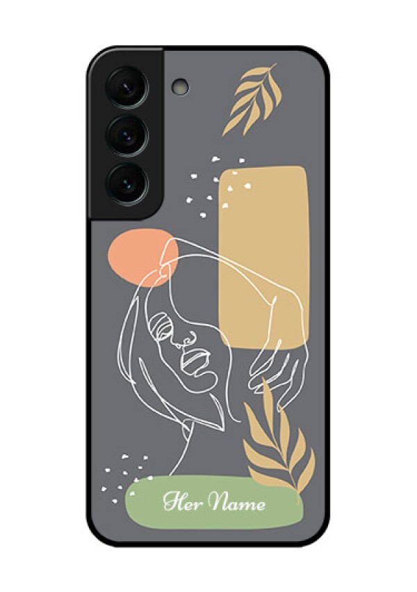 Galaxy S22 Plus 5G Custom Glass Phone Case - Gazing Woman line art Design