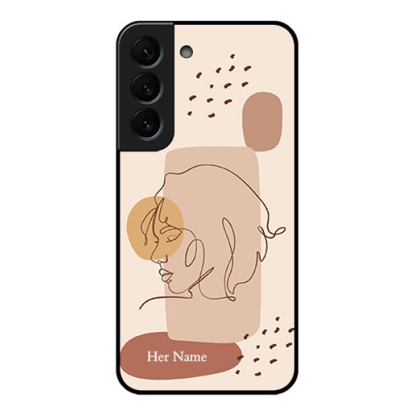 Galaxy S22 Plus 5G Photo Printing on Glass Case - Calm Woman line art Design Galaxy S22 Plus 5G Photo Printing on Glass Case - Calm Woman line art Design