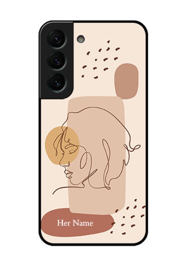 Galaxy S22 Plus 5G Photo Printing on Glass Case - Calm Woman line art Design