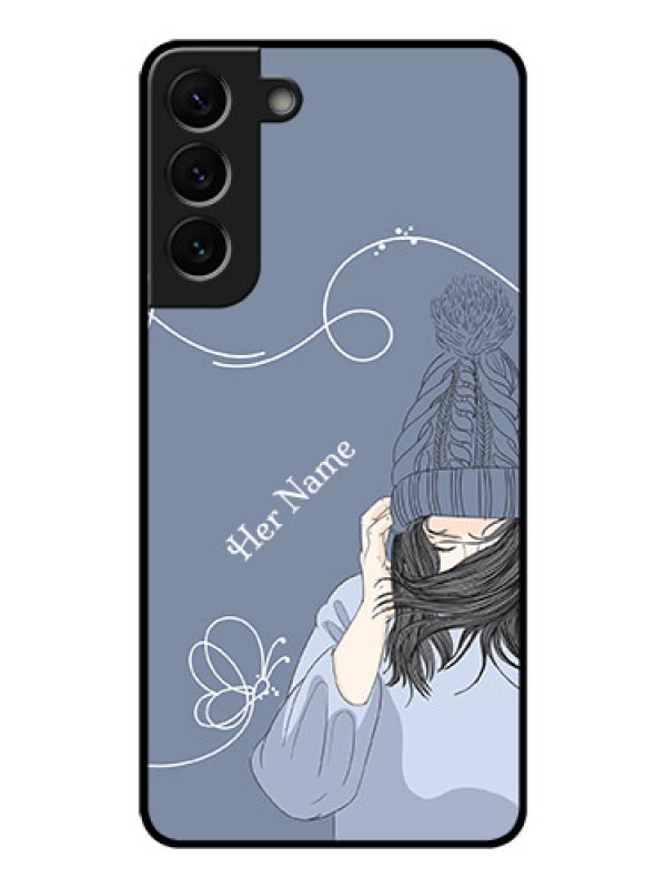 Custom Galaxy S22 Plus 5G Custom Glass Mobile Case - Girl in winter outfit Design