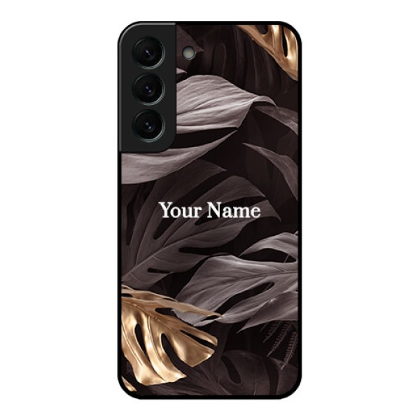 Galaxy S22 Plus 5G Personalised Glass Phone Case - Wild Leaves digital paint Design Galaxy S22 Plus 5G Personalised Glass Phone Case - Wild Leaves digital paint Design