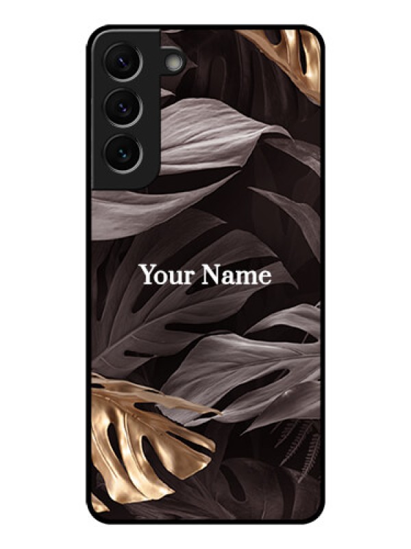 Custom Galaxy S22 Plus 5G Personalised Glass Phone Case - Wild Leaves digital paint Design