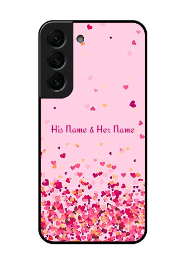 Galaxy S22 Plus 5G Photo Printing on Glass Case - Floating Hearts Design