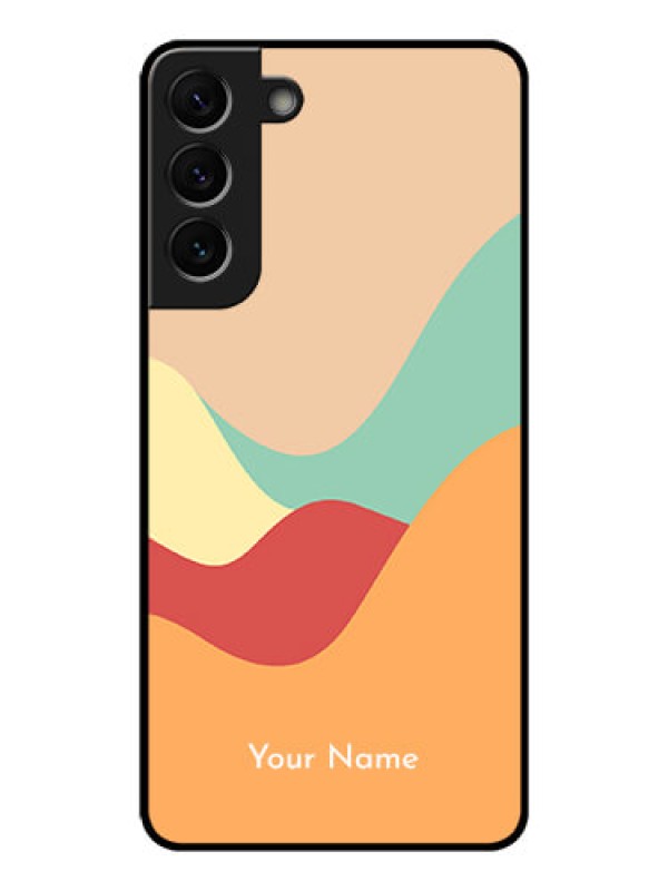 Custom Galaxy S22 Plus 5G Personalized Glass Phone Case - Ocean Waves Multi-colour Design