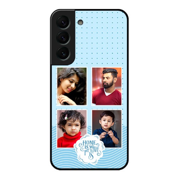 Galaxy S22 Plus 5G Custom Glass Phone Case - Cute love quote with 4 pic upload Design Galaxy S22 Plus 5G Custom Glass Phone Case - Cute love quote with 4 pic upload Design