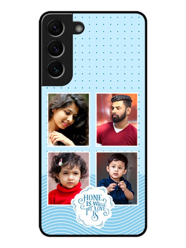 Custom Galaxy S22 Plus 5G Custom Glass Phone Case - Cute love quote with 4 pic upload Design