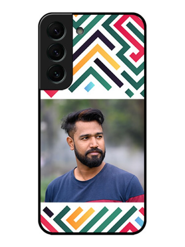 Custom Galaxy S22 Plus 5G Personalized Glass Phone Case - Colorful Maze Pattern Design