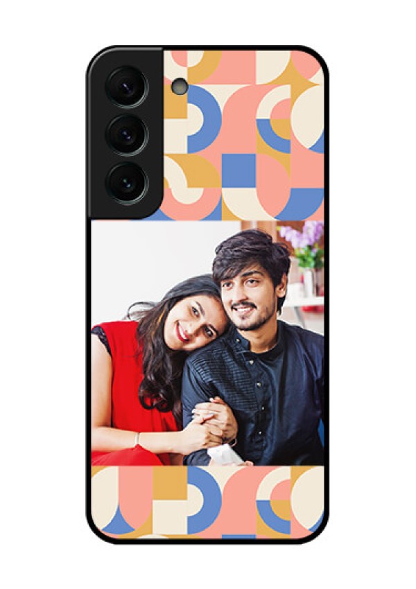 Galaxy S22 Plus 5G Photo Printing on Glass Case - Semi-circle Maze Pattern Design