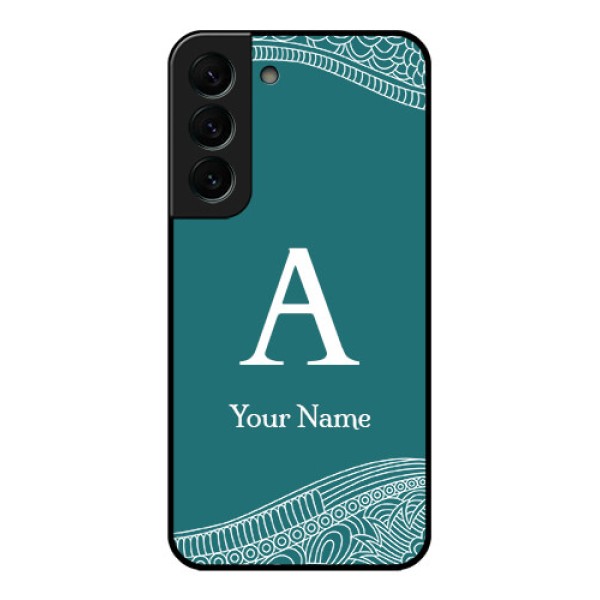 Galaxy S22 Plus 5G Personalized Glass Phone Case - line art pattern with custom name Design Galaxy S22 Plus 5G Personalized Glass Phone Case - line art pattern with custom name Design