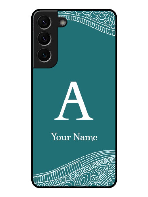 Custom Galaxy S22 Plus 5G Personalized Glass Phone Case - line art pattern with custom name Design