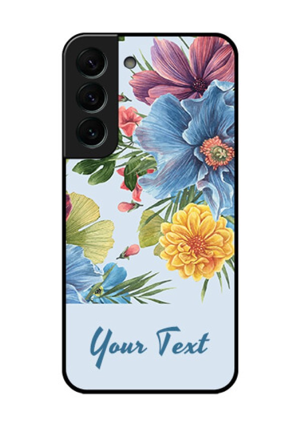 Galaxy S22 Plus 5G Custom Glass Mobile Case - Stunning Watercolored Flowers Painting Design
