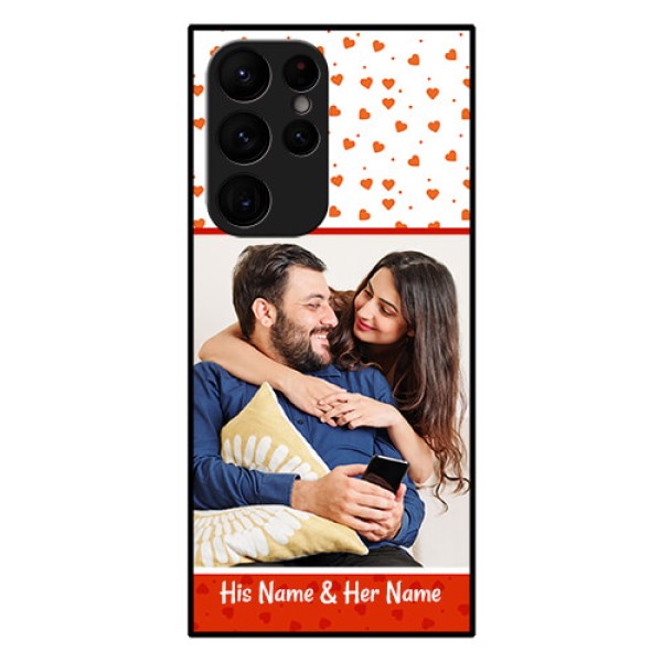 Galaxy S22 Ultra 5G Custom Glass Phone Case - Orange Love Symbol Design