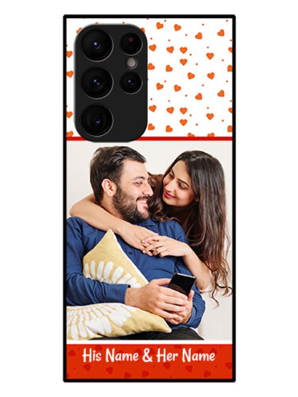 Custom Galaxy S22 Ultra 5G Custom Glass Phone Case - Orange Love Symbol Design