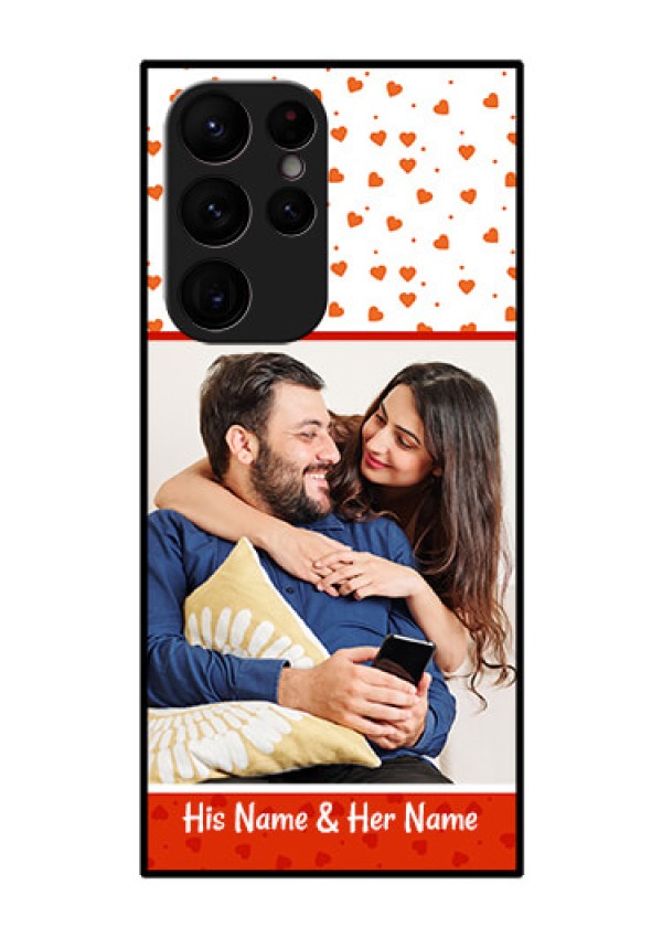 Galaxy S22 Ultra 5G Custom Glass Phone Case - Orange Love Symbol Design