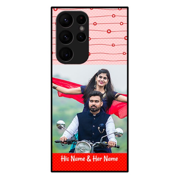 Galaxy S22 Ultra 5G Personalized Glass Phone Case - Red Pattern Case Design Galaxy S22 Ultra 5G Personalized Glass Phone Case - Red Pattern Case Design