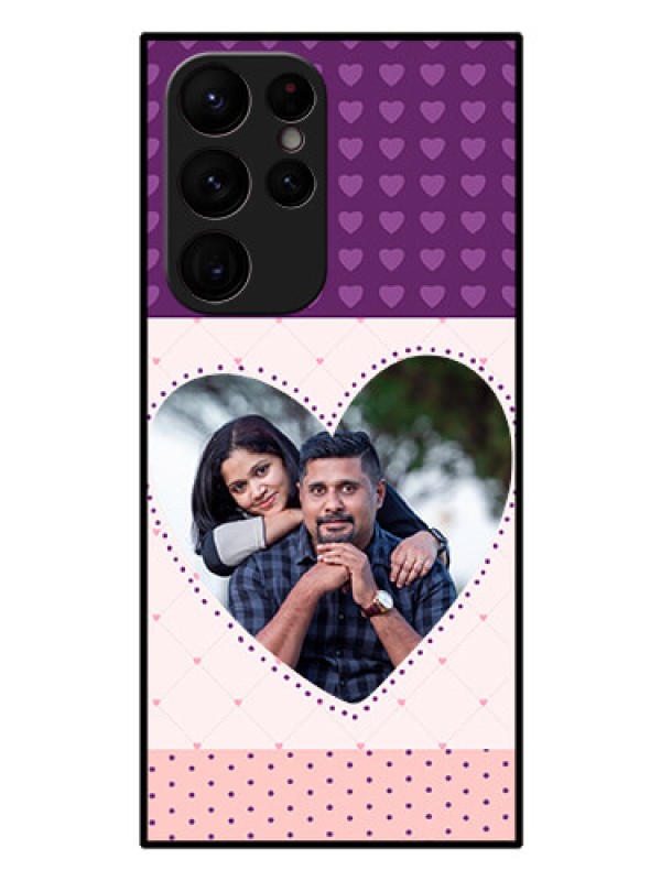 Custom Galaxy S22 Ultra 5G Custom Glass Phone Case - Violet Love Dots Design