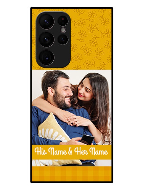 Custom Galaxy S22 Ultra 5G Custom Glass Mobile Case - Yellow Floral Design