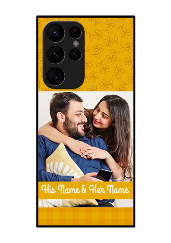 Galaxy S22 Ultra 5G Custom Glass Mobile Case - Yellow Floral Design