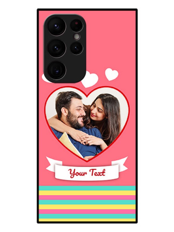 Custom Galaxy S22 Ultra 5G Photo Printing on Glass Case - Love Doodle Design