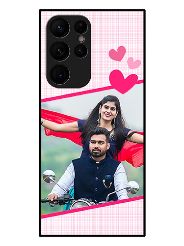Custom Galaxy S22 Ultra 5G Custom Glass Phone Case - Love Shape Heart Design