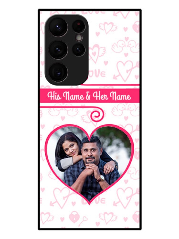 Custom Galaxy S22 Ultra 5G Personalized Glass Phone Case - Heart Shape Love Design