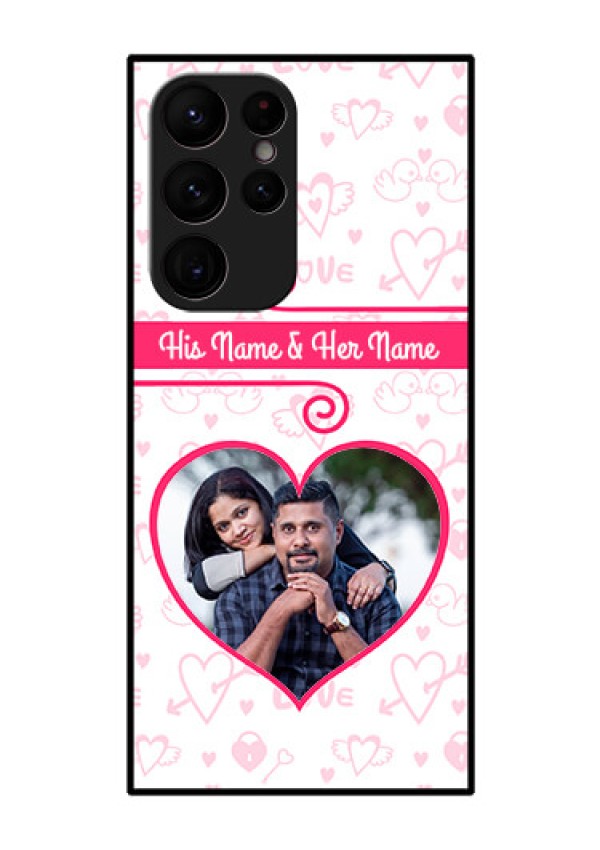 Galaxy S22 Ultra 5G Personalized Glass Phone Case - Heart Shape Love Design