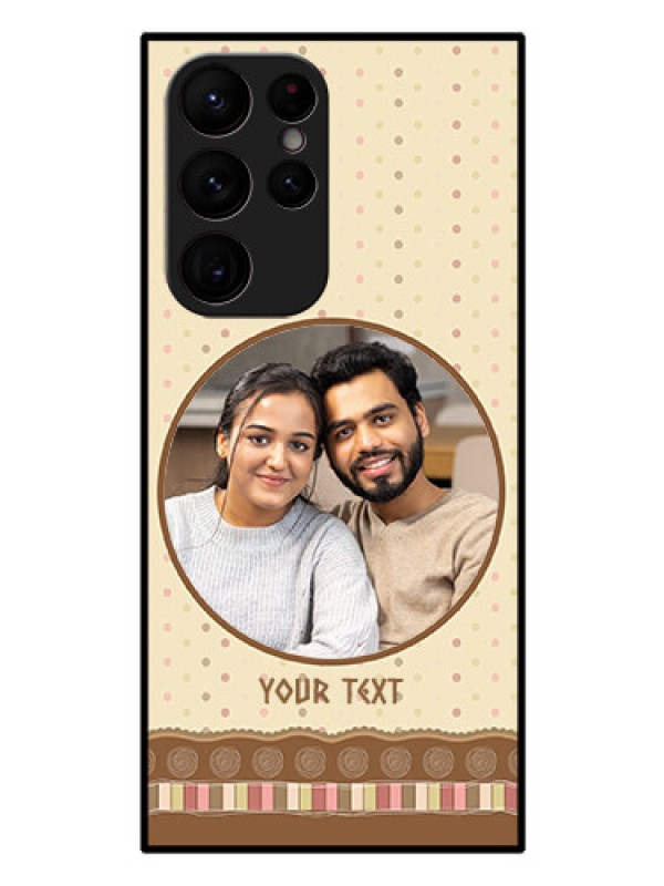 Custom Galaxy S22 Ultra 5G Custom Glass Mobile Case - Brown Dotted Mobile Case Design