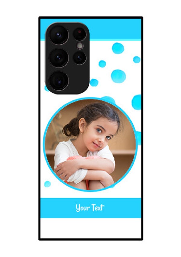 Galaxy S22 Ultra 5G Photo Printing on Glass Case - Blue Bubbles Pattern Design