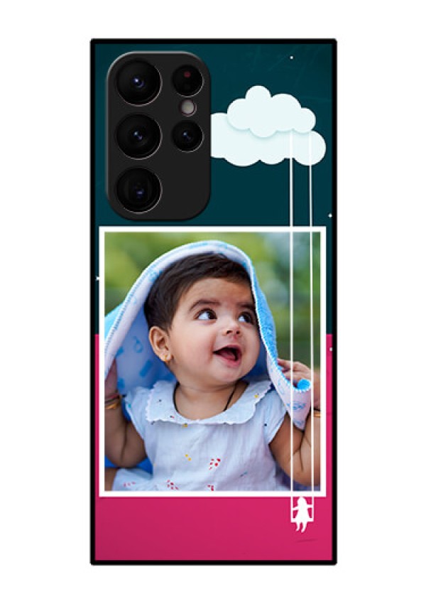 Galaxy S22 Ultra 5G Custom Glass Phone Case - Cute Girl with Cloud Design