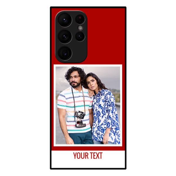 Galaxy S22 Ultra 5G Personalized Glass Phone Case - Simple Red Color Design