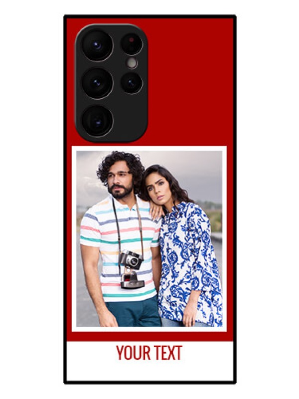 Custom Galaxy S22 Ultra 5G Personalized Glass Phone Case - Simple Red Color Design