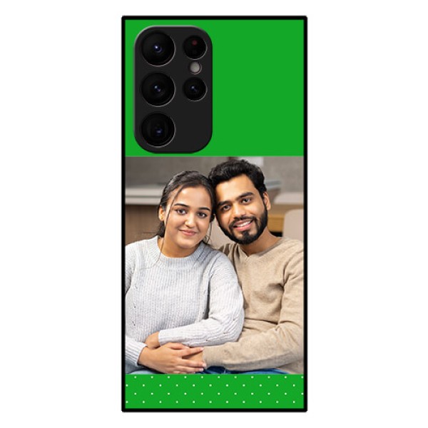 Galaxy S22 Ultra 5G Personalized Glass Phone Case - Green Pattern Design