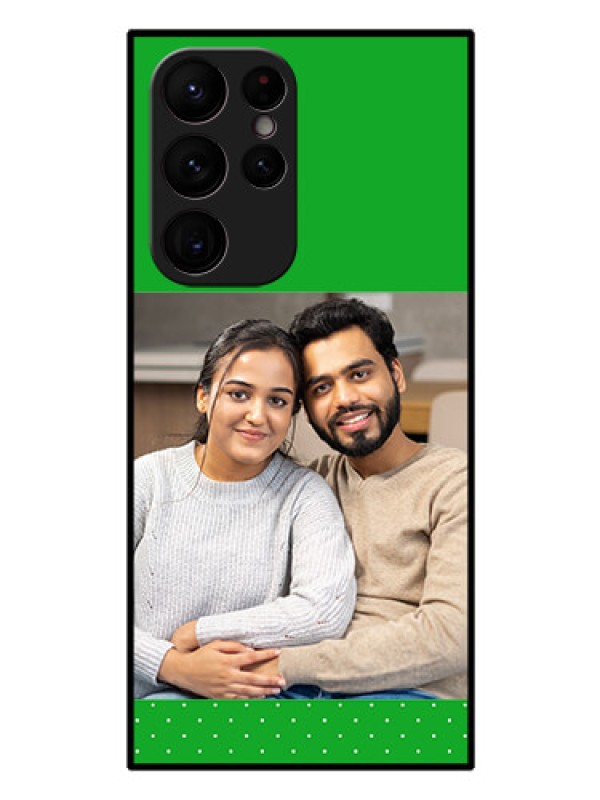 Custom Galaxy S22 Ultra 5G Personalized Glass Phone Case - Green Pattern Design