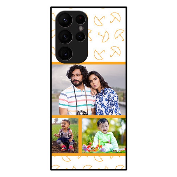 Galaxy S22 Ultra 5G Custom Glass Mobile Case - Yellow Pattern Design