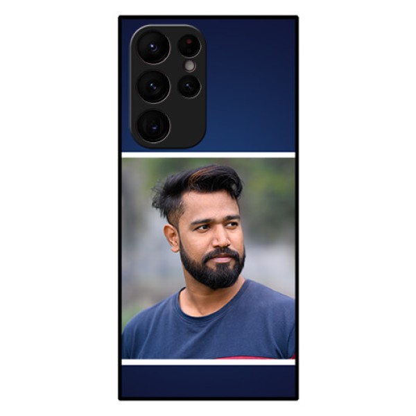 Galaxy S22 Ultra 5G Personalized Glass Phone Case - Simple Royal Blue Design Galaxy S22 Ultra 5G Personalized Glass Phone Case - Simple Royal Blue Design