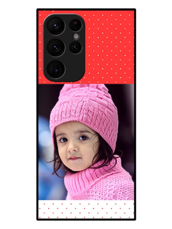 Custom Galaxy S22 Ultra 5G Photo Printing on Glass Case - Red Pattern Design