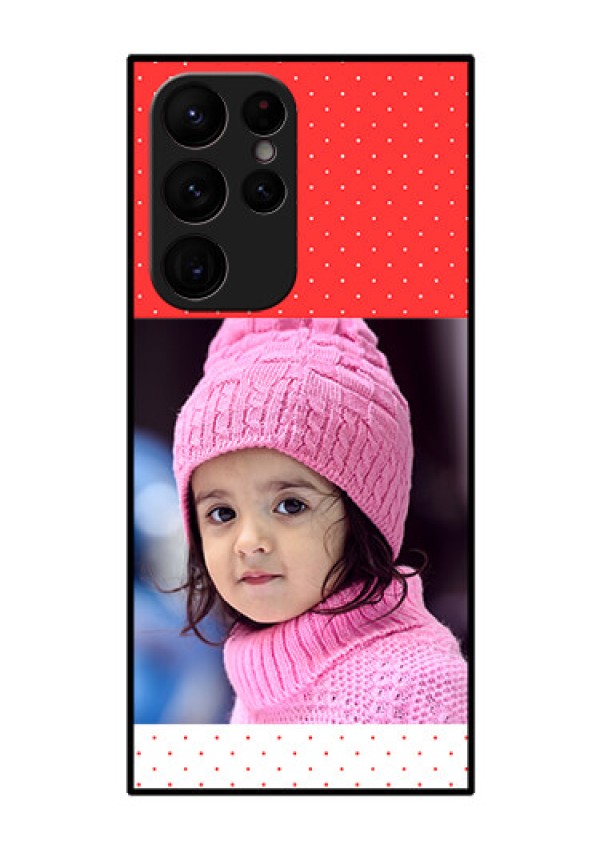 Galaxy S22 Ultra 5G Photo Printing on Glass Case - Red Pattern Design